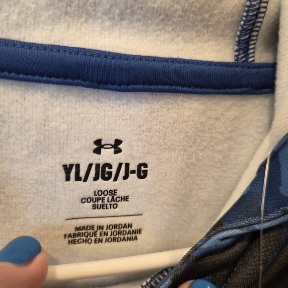 Under Armour Boys' Armour Fleece Camo Hoodie Youth Large Black Blue Activewear - Picture 3 of 8